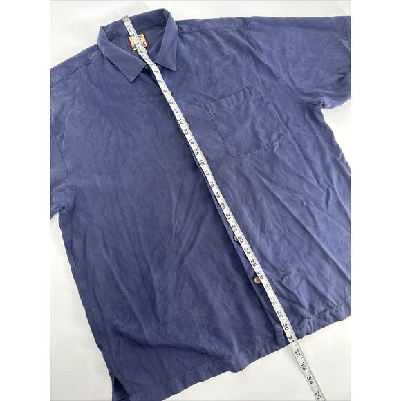 Tommy Bahama Men Hawaiian Shirt 100% Silk XL Blue Palm Logo Long Sleeve Button - Picture 5 of 11